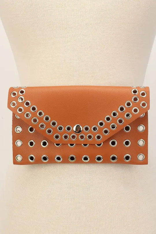Camel Cut Out Faux Leather Mini Heuptas
