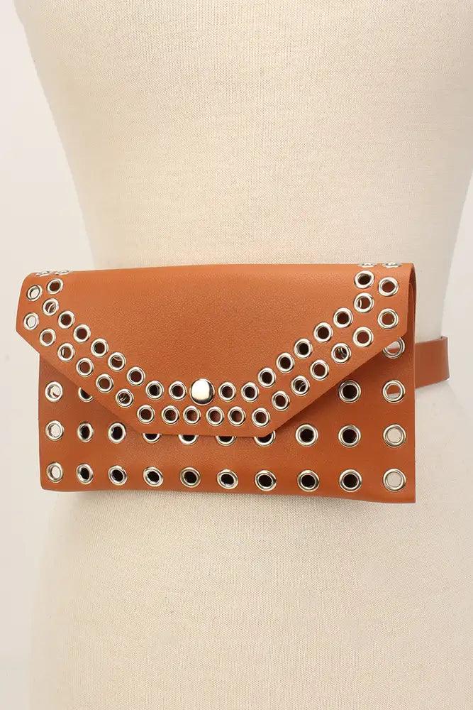 Camel Cut Out Faux Leather Mini Heuptas