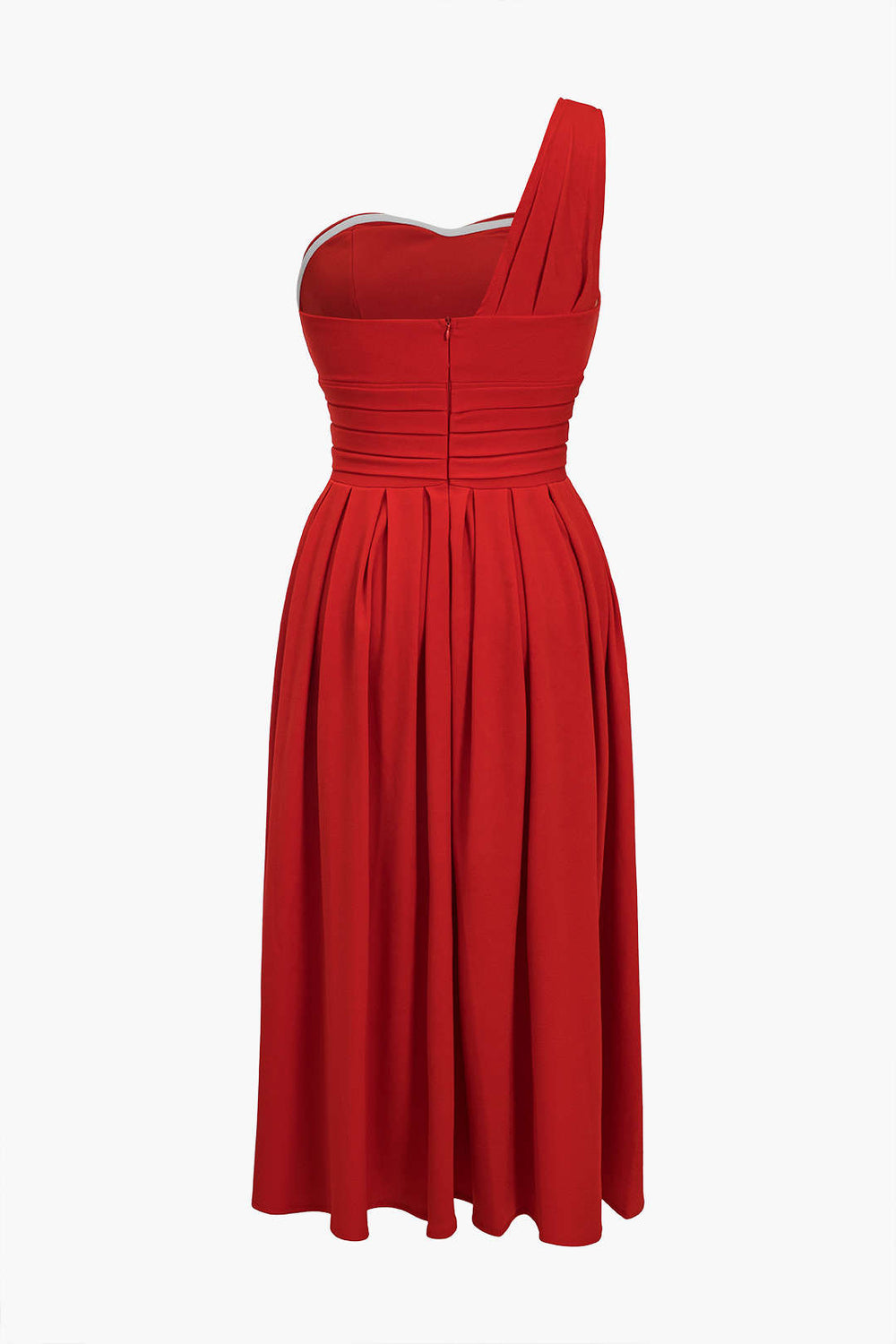 Chiffon Mouwloos Eén Schouder Midi Jurk