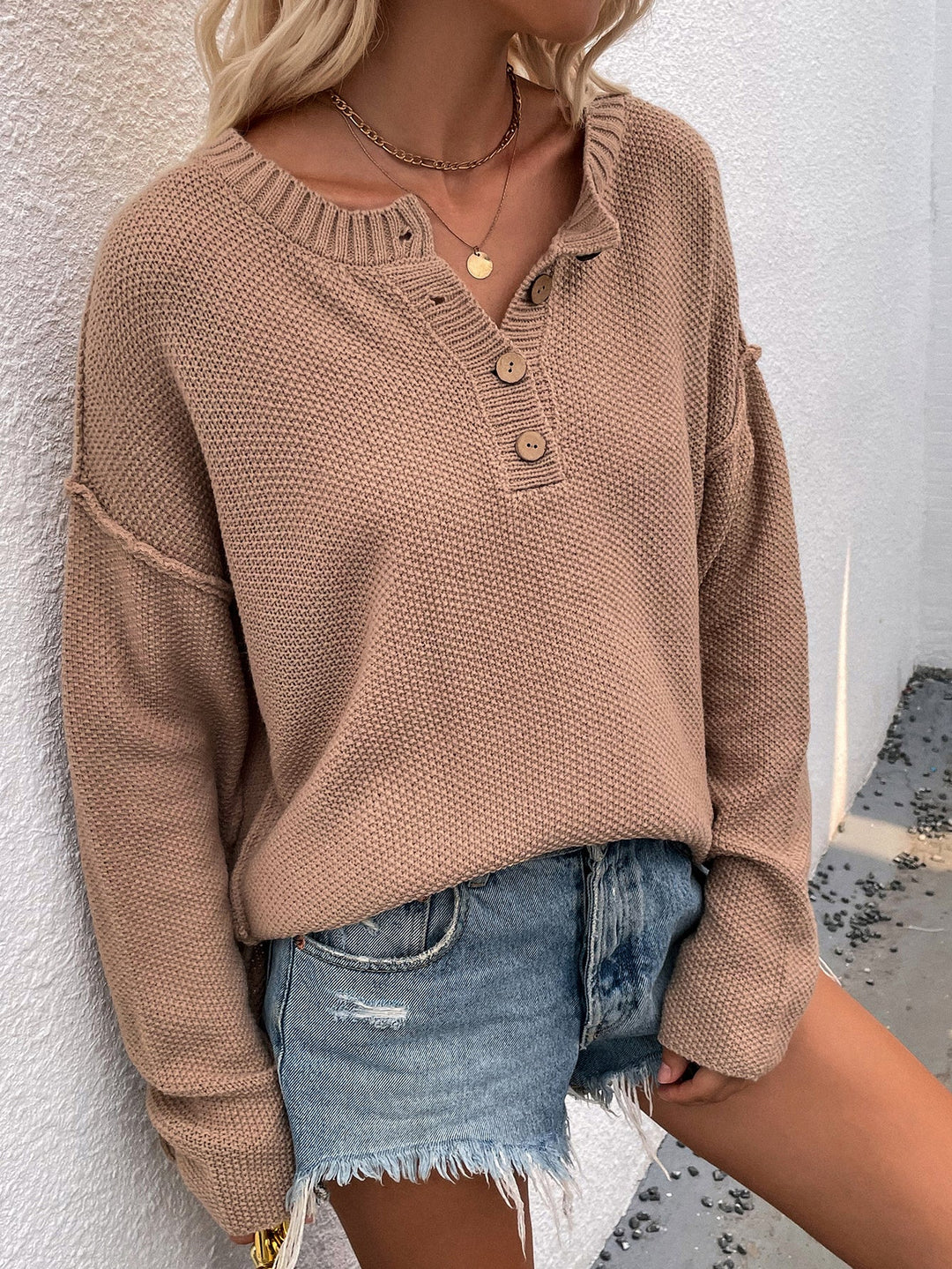 Geknoopte Exposed Seam High-Low Trui | Trendy & Comfortabel