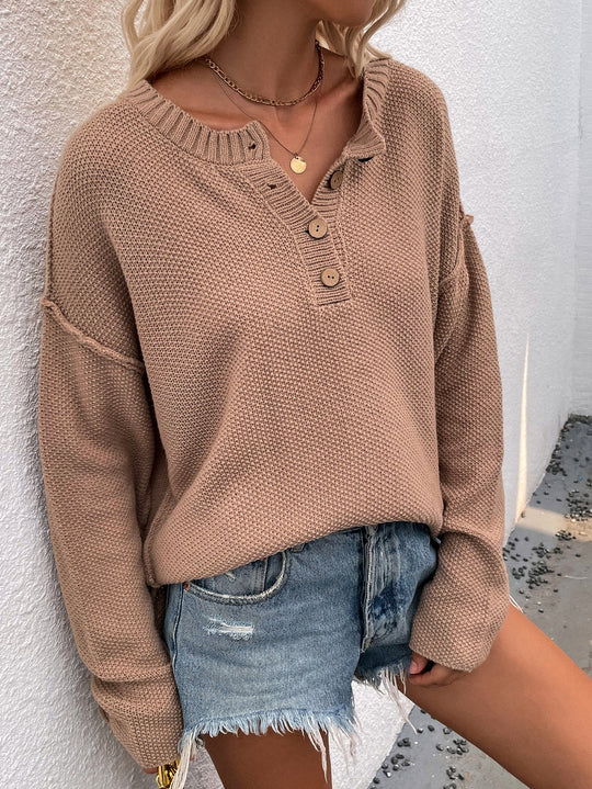 Geknoopte Exposed Seam High-Low Trui | Trendy & Comfortabel