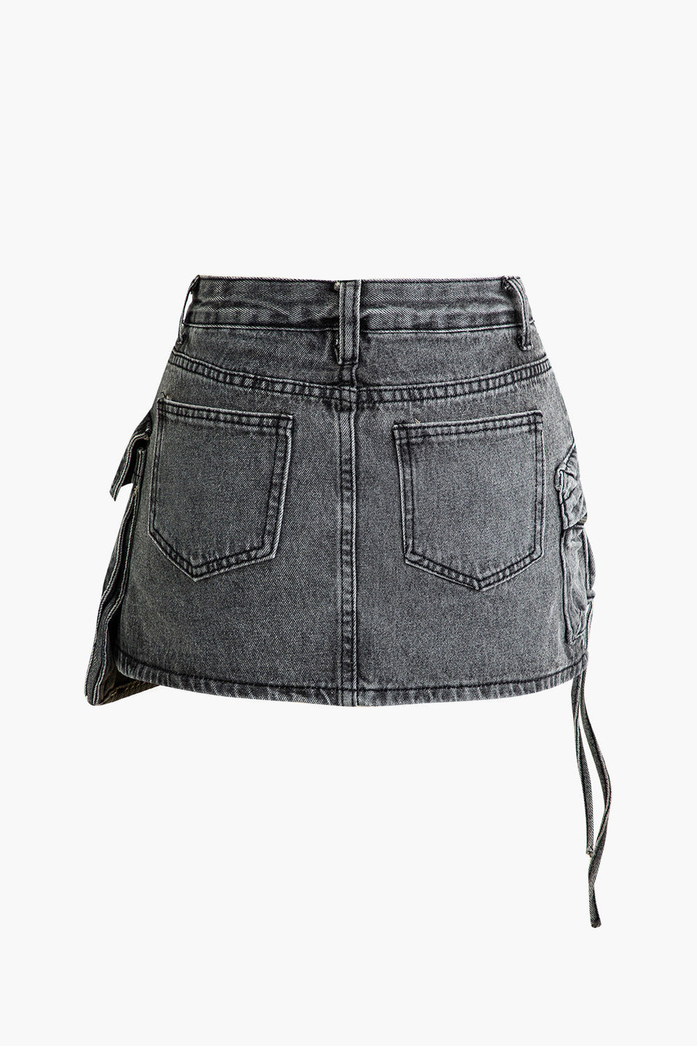 Graffiti Flap Pocket Denim Mini Rok