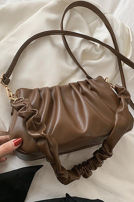 Koffie Gerimpelde Crossbody Tas