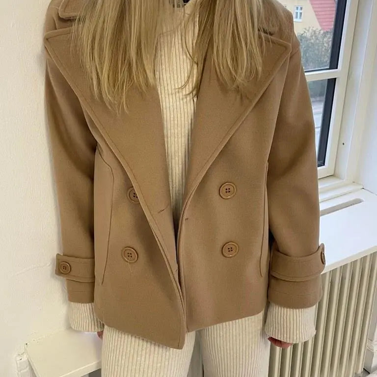 Alina - Elegante Dubbele Knoop Ontwerp Vrouwen Peacoat