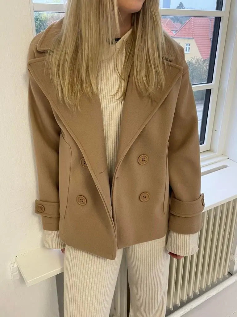 Alina - Elegante Dubbele Knoop Ontwerp Vrouwen Peacoat