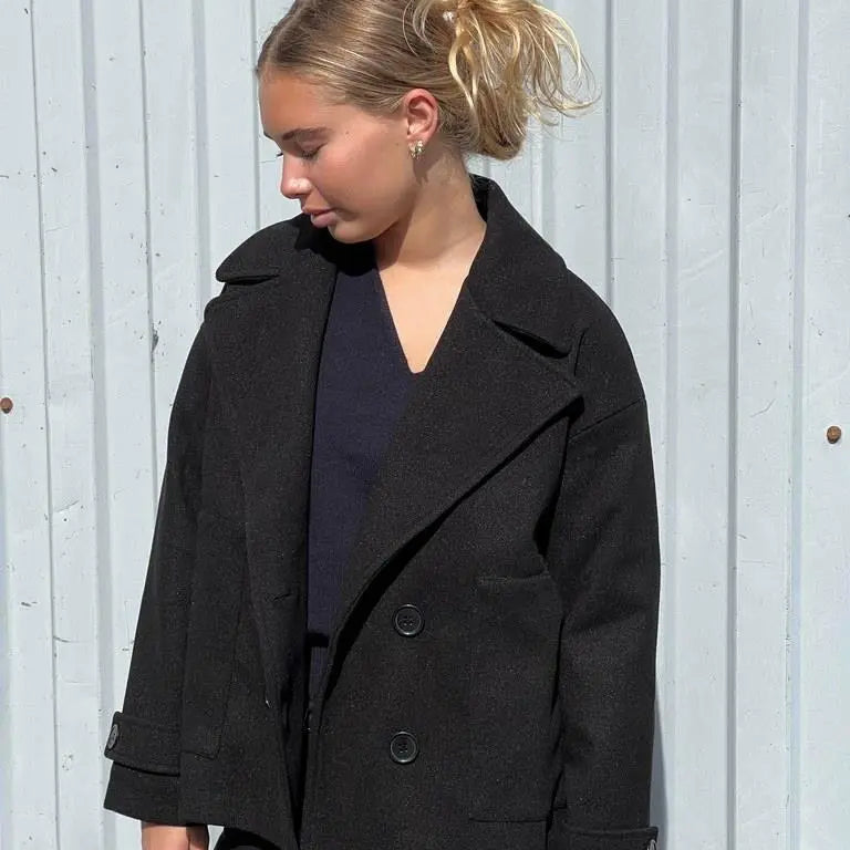 Alina - Elegante Dubbele Knoop Ontwerp Vrouwen Peacoat