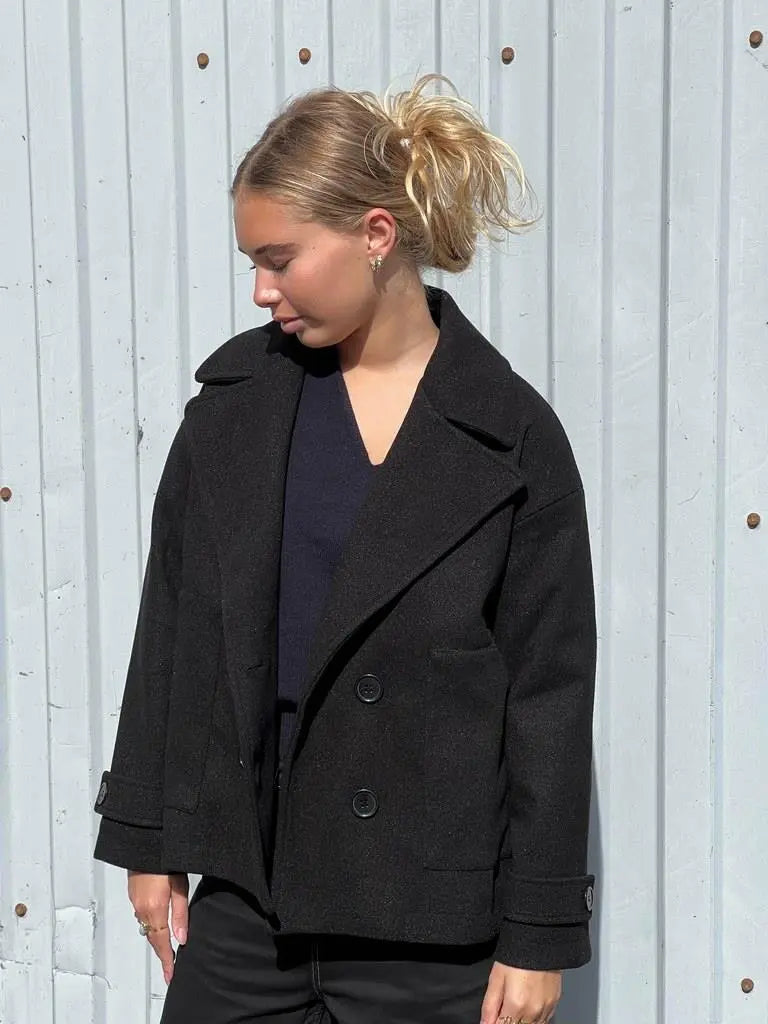 Alina - Elegante Dubbele Knoop Ontwerp Vrouwen Peacoat