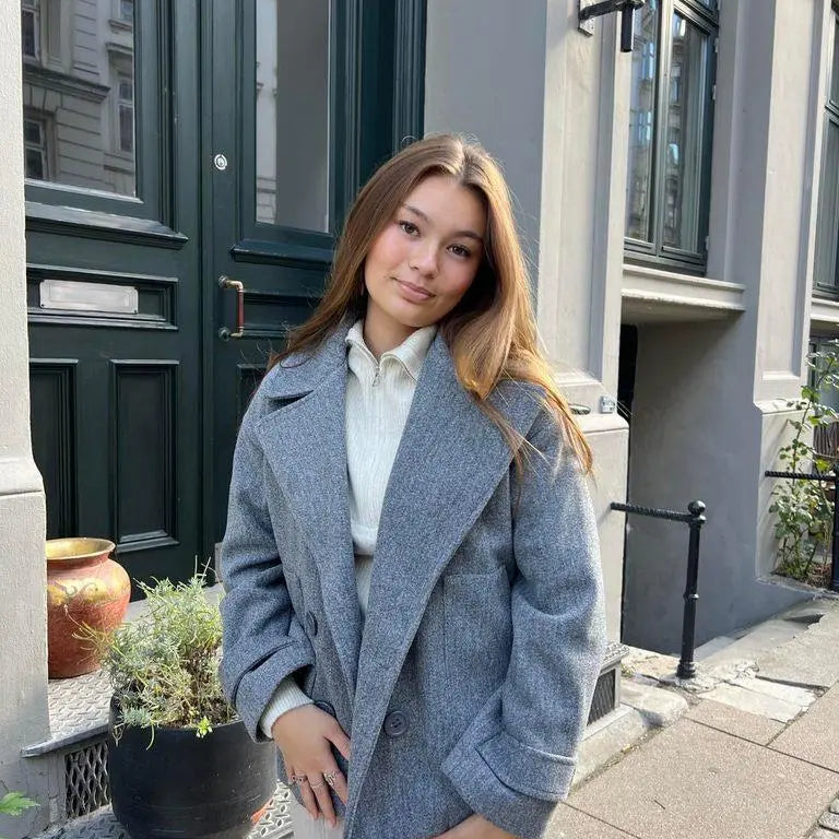 Alina - Elegante Dubbele Knoop Ontwerp Vrouwen Peacoat