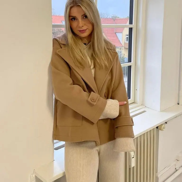 Alina - Elegante Dubbele Knoop Ontwerp Vrouwen Peacoat
