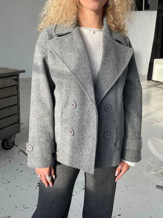 Alina - Elegante Dubbele Knoop Ontwerp Vrouwen Peacoat