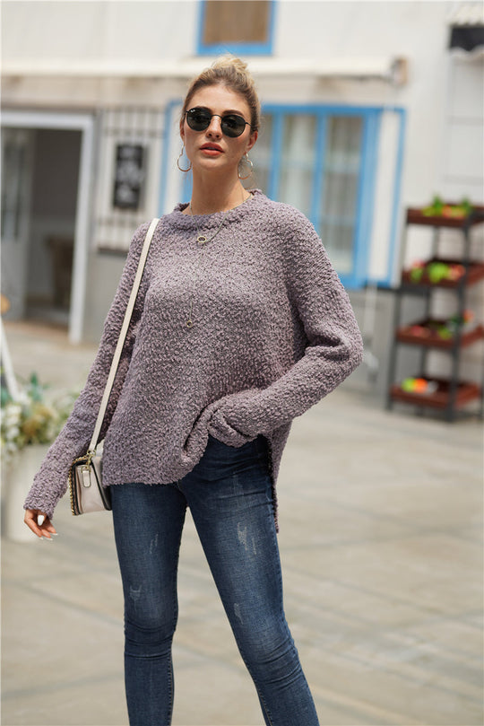 Fuzzy Zijsplit Hoge-Laag Trui | Comfortabel & Stijlvol