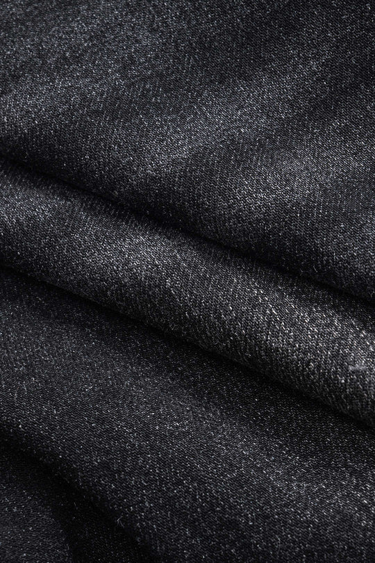 Gescheurde Cut Out Knop Pocket Wijde Pijpen Jeans