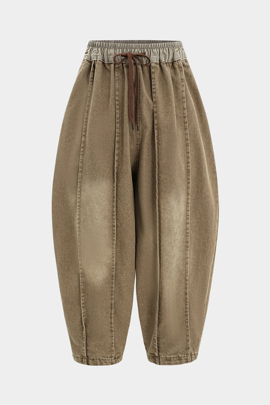 Denim Vervaagde Brede Pijpen Barrel Jeans