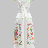Bloemenprint Tie-Up Rugloze Maxi-jurk