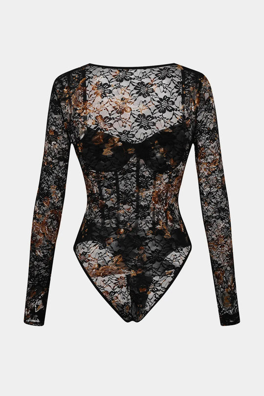 Lisette - Sultry Sheer Corset-Style Women's Bodysuit