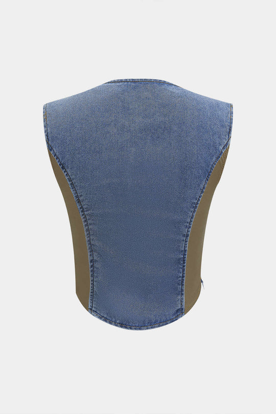 Denim Bustier Patchwork Top