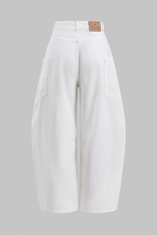 Denim Knopzak Brede Pijp Barrel Jeans