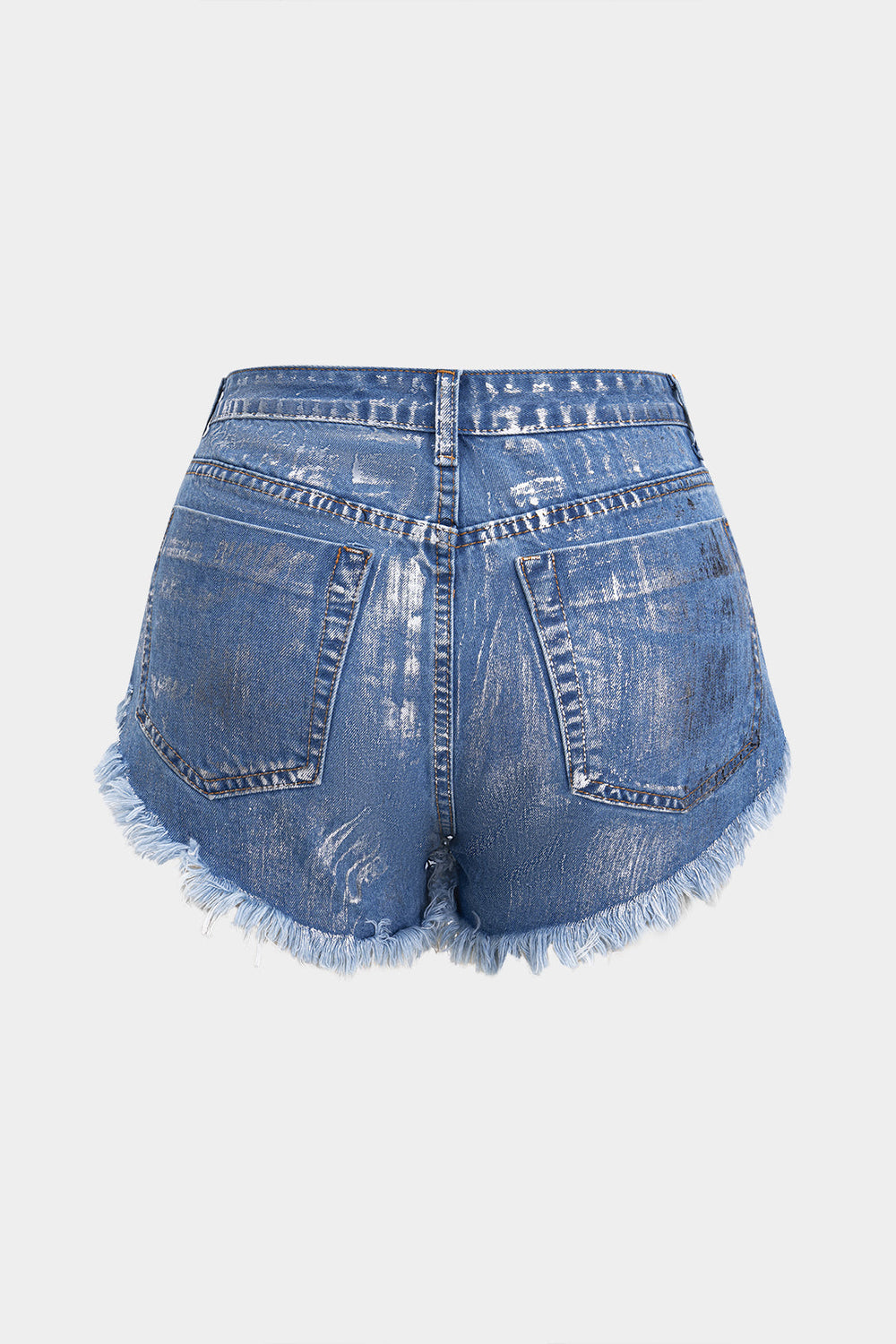 Denim Metallic Hoge Taille Studded Shorts