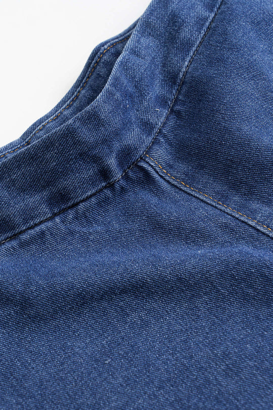 Denim Knopzak Ceintuurtop en Shorts Set