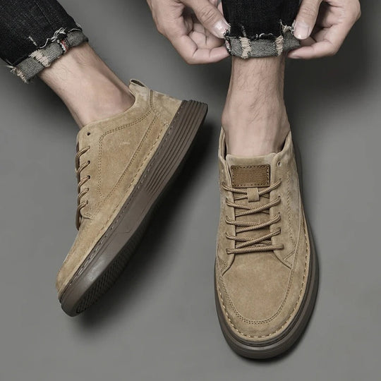 Heren Casual Veterschoenen met Contrast Zool en Verhoogde Stiksels