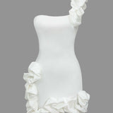 Ruffle One Shoulder Mini Jurk