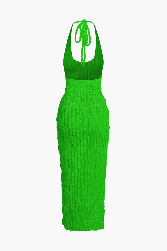 Doorzichtig Rimpel Textuur Halter Rugloze Maxi Jurk