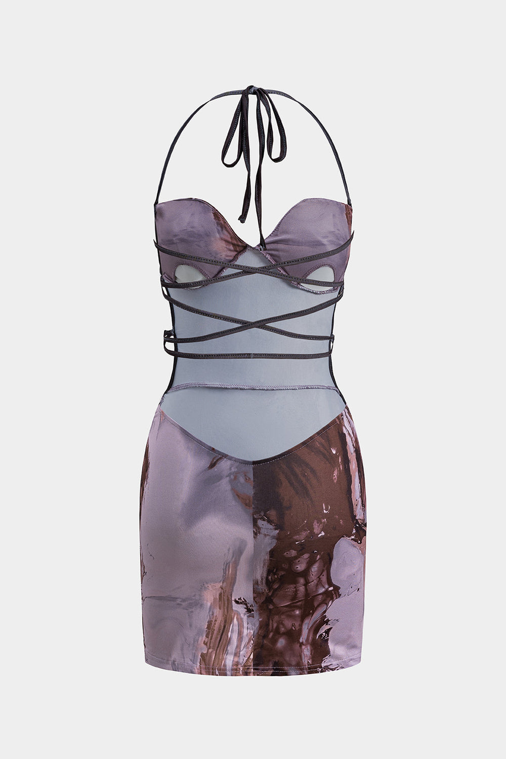 Tie Dye Rugloze Bandjes Bustier Mini Jurk