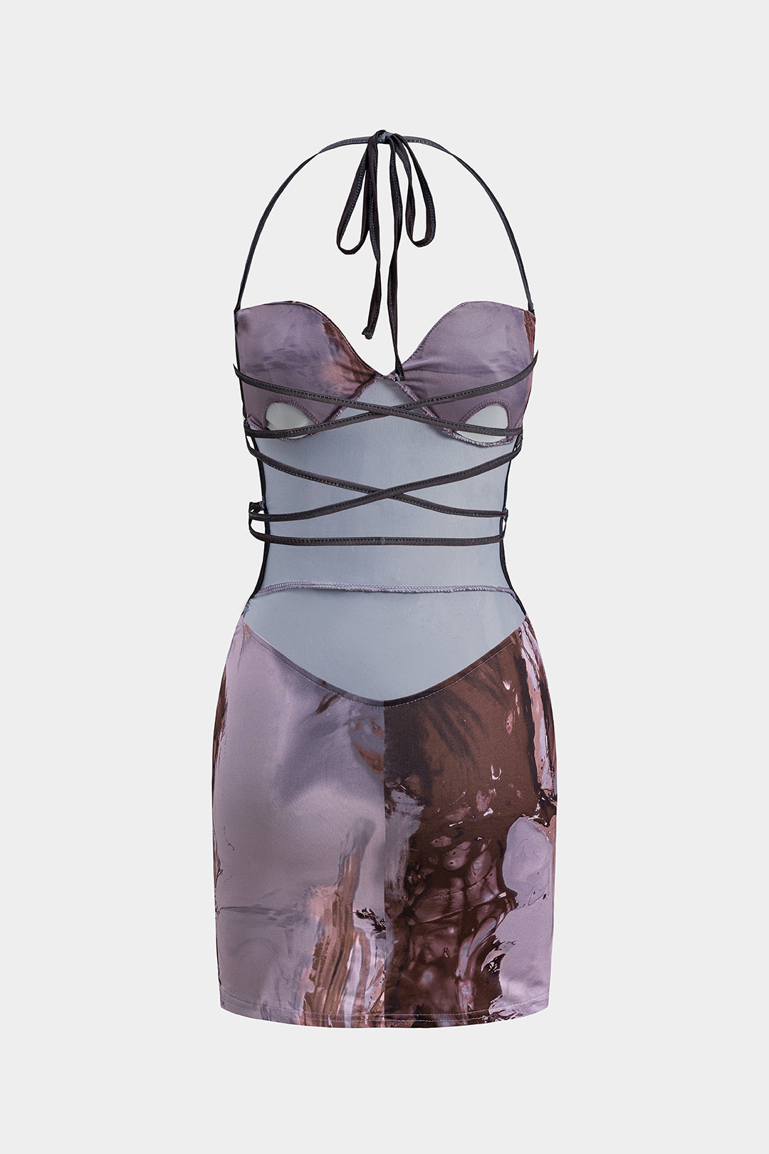 Tie Dye Rugloze Bandjes Bustier Mini Jurk