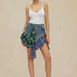 Asymmetrische Patchwork Denim Minirok