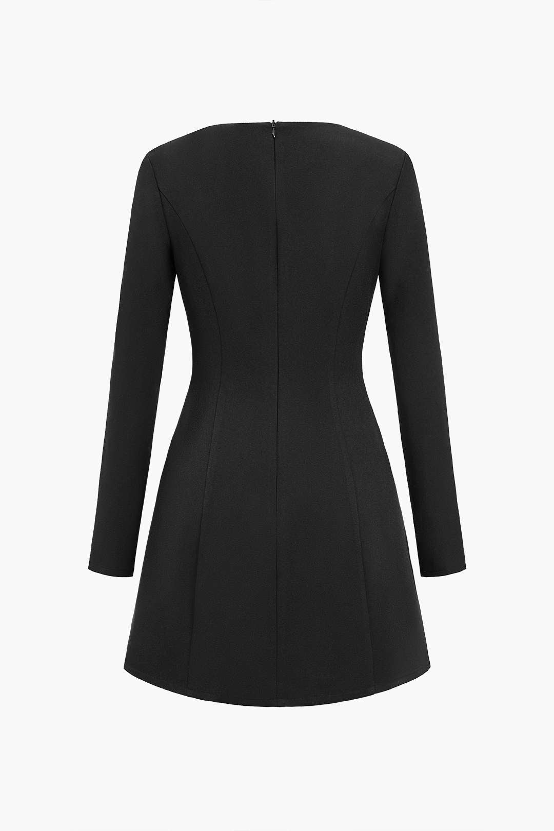 Effen Knop Rits Asymmetrische Mini Jurk