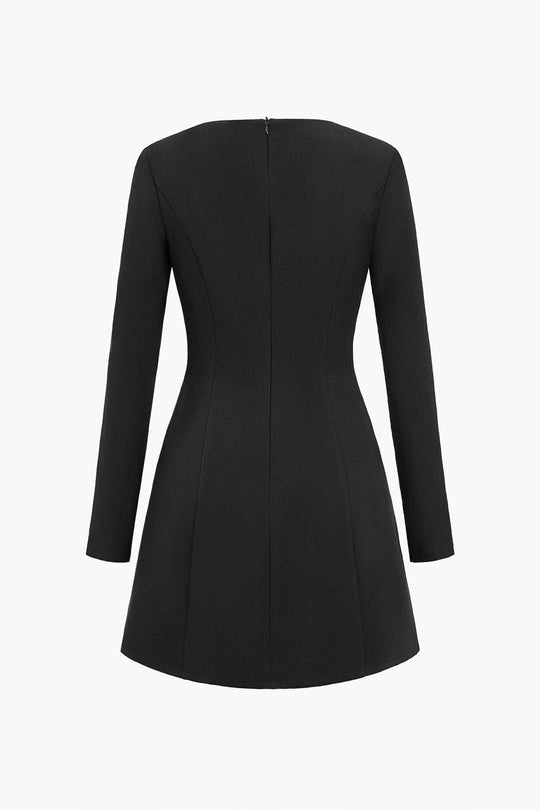 Effen Knop Rits Asymmetrische Mini Jurk