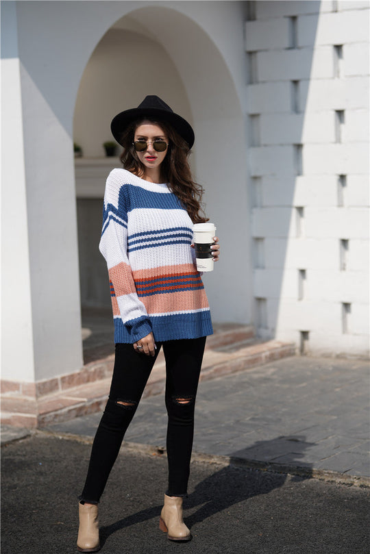 Gestreepte Bootneck Trui | Tijdloos & Comfortabel