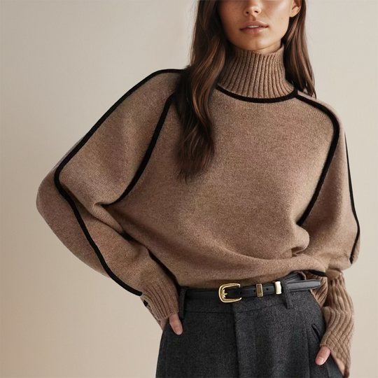 Dames Oversized Coltrui met Contrasterende Mouwafwerking