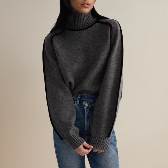 Dames Oversized Coltrui met Contrasterende Mouwafwerking