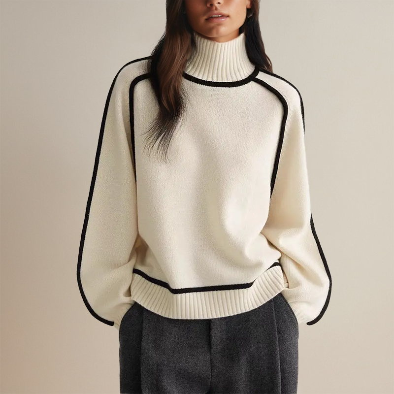 Dames Oversized Coltrui met Contrasterende Mouwafwerking