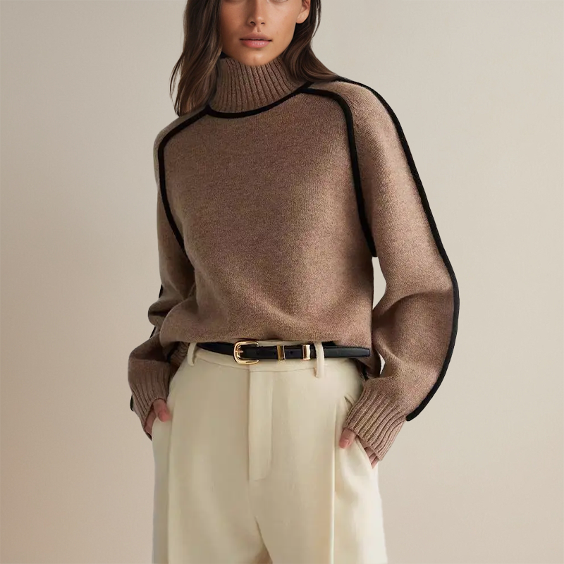 Dames Oversized Coltrui met Contrasterende Mouwafwerking