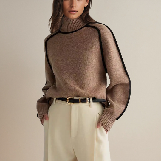 Dames Oversized Coltrui met Contrasterende Mouwafwerking