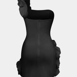 Ruffle One Shoulder Mini Jurk