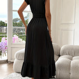 Dames Maxi Jurk met Ruffles en V-hals