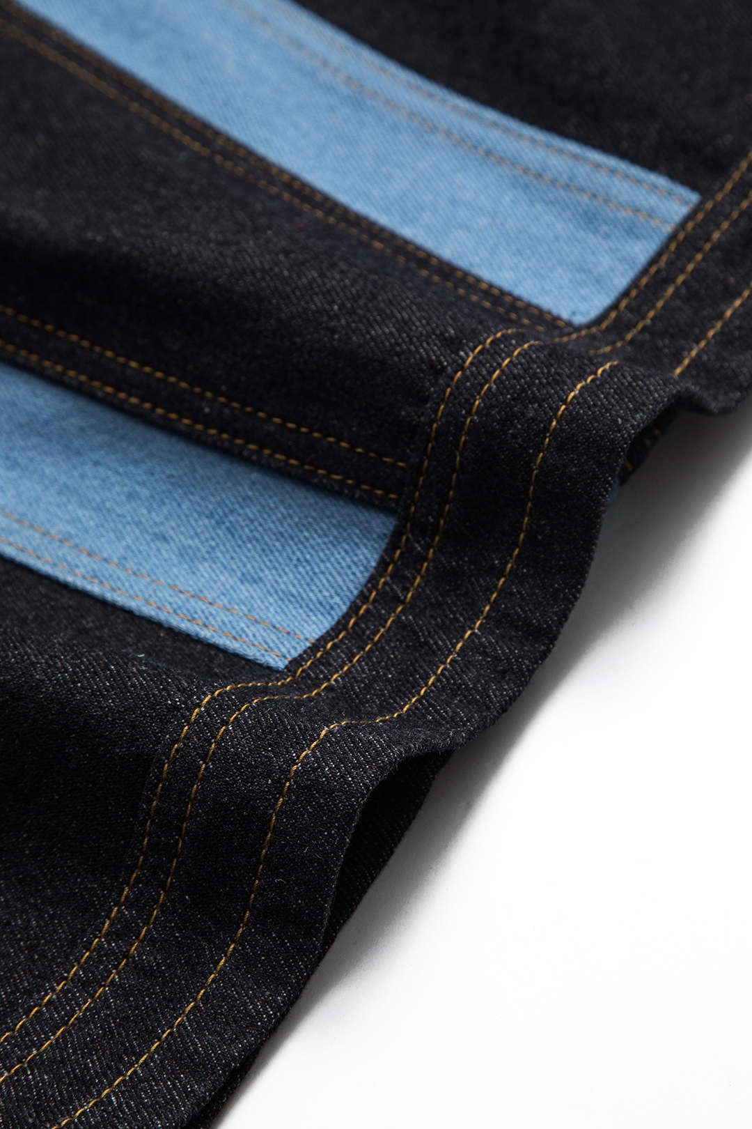 Contrast Denim Patchwork Zipper Bustier Jurk