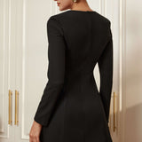 Effen Knop Rits Asymmetrische Mini Jurk