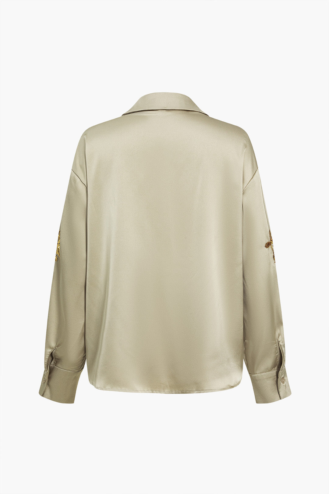 Mabel - Stijlvol Shirt met Splitsontwerp voor Dames met Pailletten en Lange Mouwen