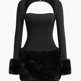 Effen Patchwork Mini Jurk