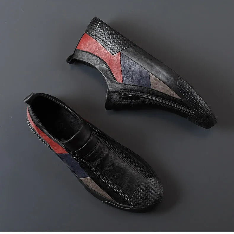 Heren Slip-On Casual Sneakers met Zijrits en Contrastpanelen
