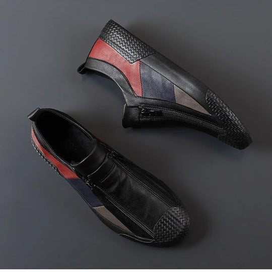 Heren Slip-On Casual Sneakers met Zijrits en Contrastpanelen