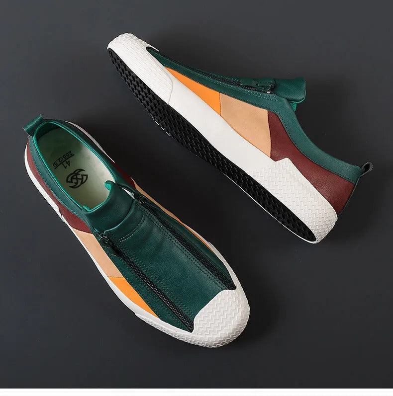 Heren Slip-On Casual Sneakers met Zijrits en Contrastpanelen