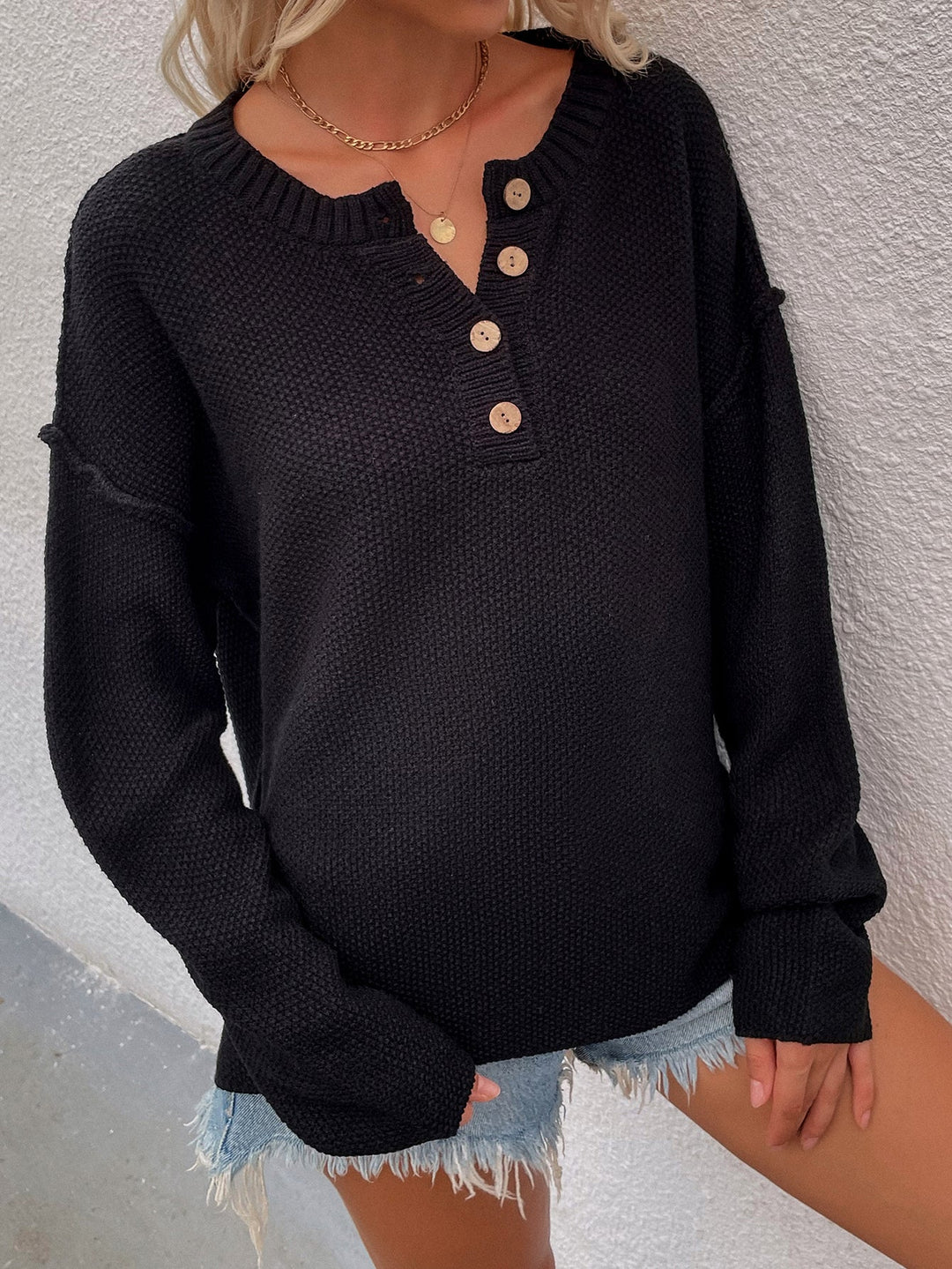 Geknoopte Exposed Seam High-Low Trui | Trendy & Comfortabel