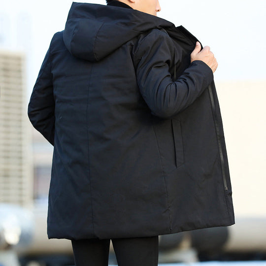 Heren Mid-Length Gevoerde Jas | Met Capuchon & Rits | Comfortabele Buitenlaag