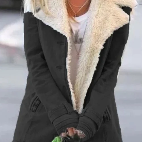 Dames Winterjas met Zachte Voering | Oversized Omgeslagen Kraag | Gezellige Winterjas
