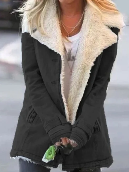 Dames Winterjas met Zachte Voering | Oversized Omgeslagen Kraag | Gezellige Winterjas
